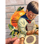 RARE Vintage c1927 Orange Crush Soda Pop Advertising Sipper Boy Bottle Topper