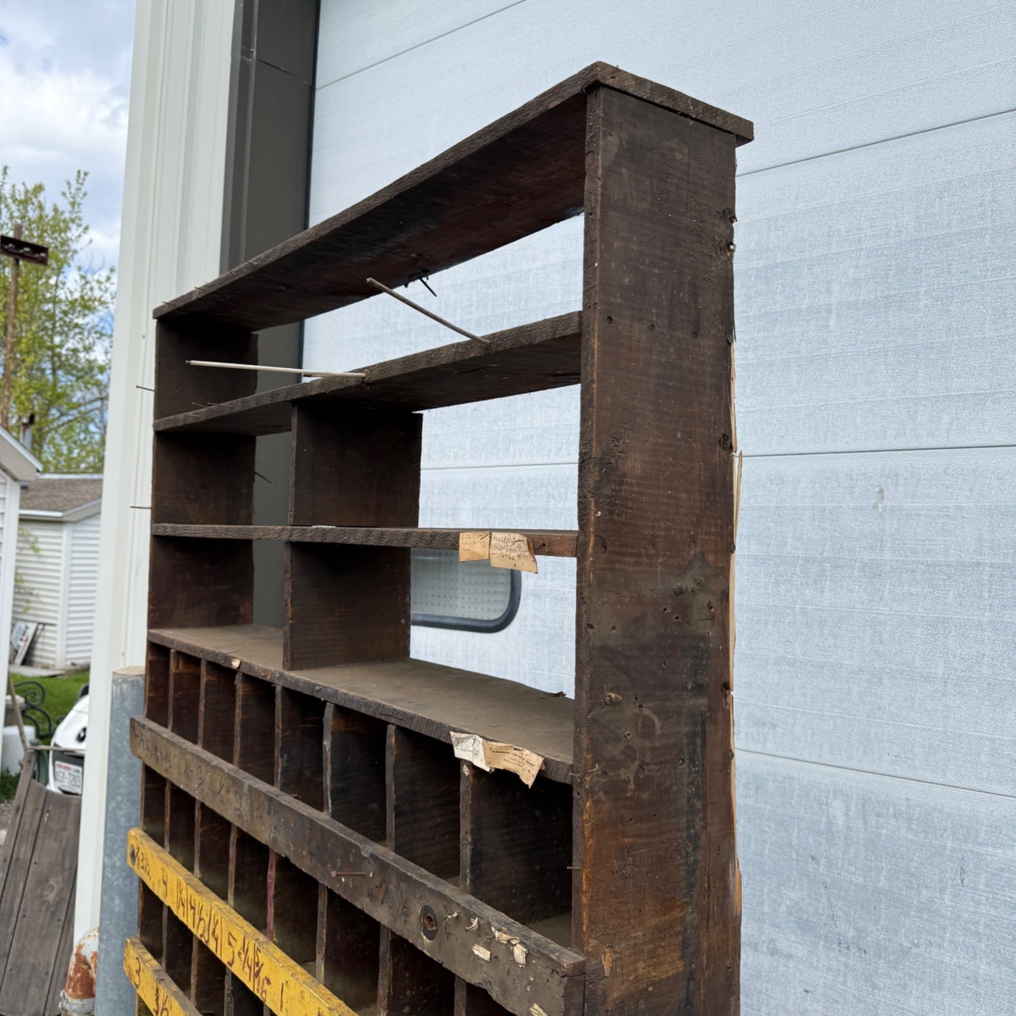 Vintage Industrial Wooden parts Divider Cubbies Bin Cabinet Steampunk