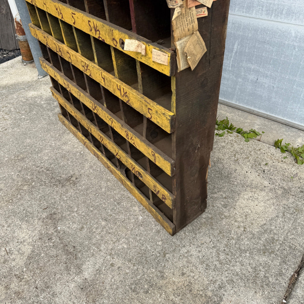 Vintage Industrial Wooden parts Divider Cubbies Bin Cabinet Steampunk