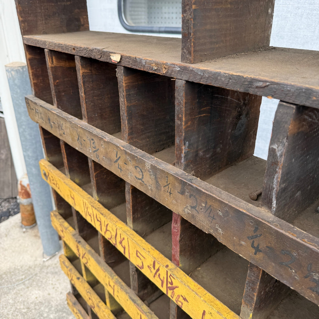 Vintage Industrial Wooden parts Divider Cubbies Bin Cabinet Steampunk