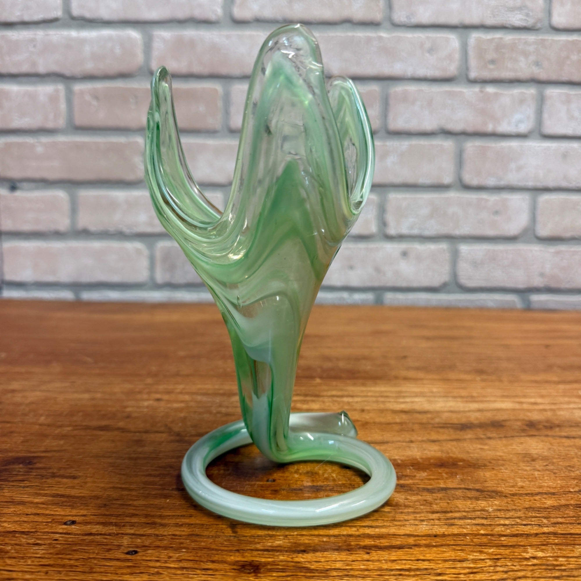 Vintage 1960s Murano Art Glass Mid-Century Vase Dish Decor Unmarked