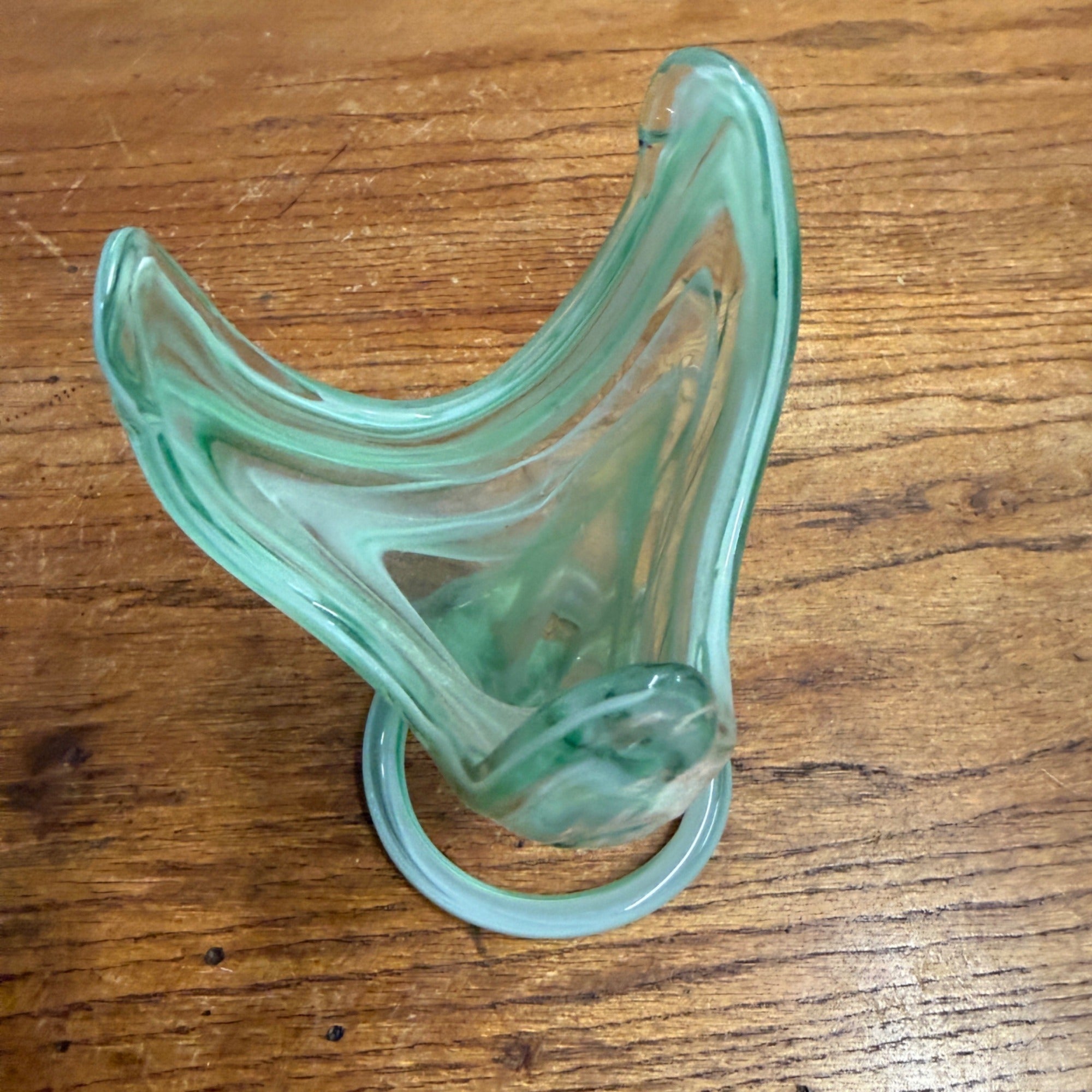 Vintage 1960s Murano Art Glass Mid-Century Vase Dish Decor Unmarked