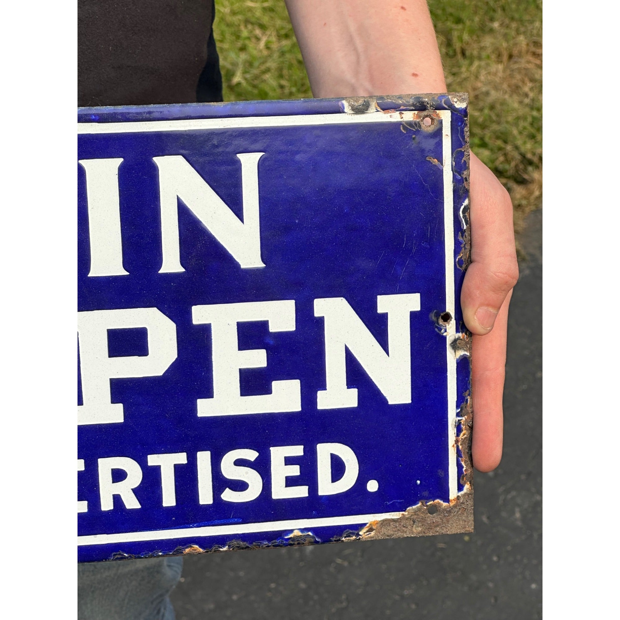 RARE Vintage 1920s Laughlin Fountain Pen Porcelain Advertising Sign