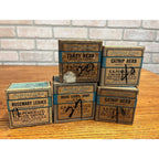 Lot 5 Antique Apothecary Herb Boxes Catnip Tansy Rosemary Buchu Druggist