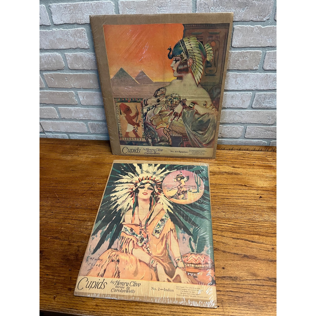 Vintage Henry Clive Art Deco Litho Prints Pinup Girls Indian & Egyptian