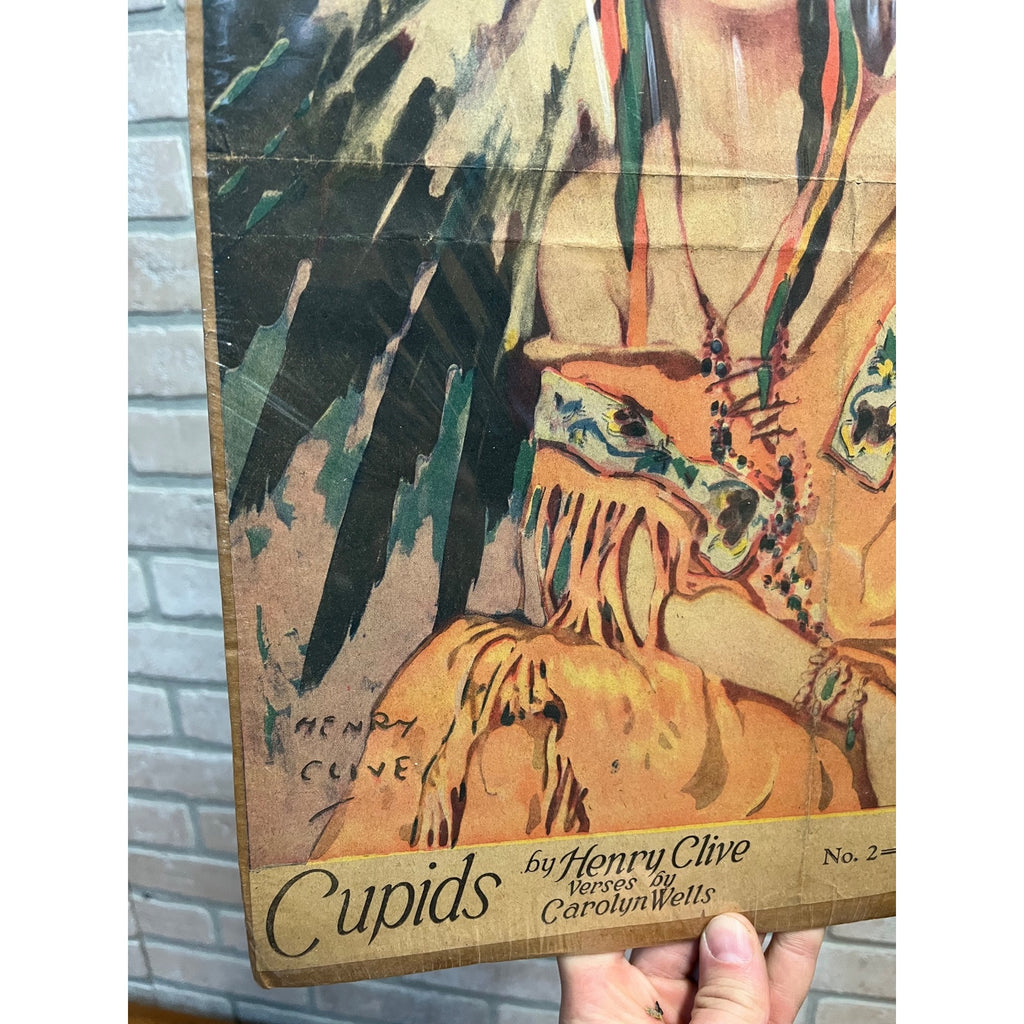 Vintage Henry Clive Art Deco Litho Prints Pinup Girls Indian & Egyptian