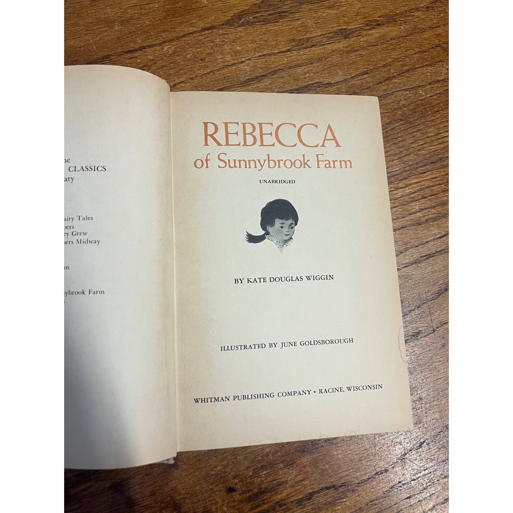 Vintage Rebecca of Sunnybrook Farm Hardcover Book  Kate Douglas Wiggin 1965