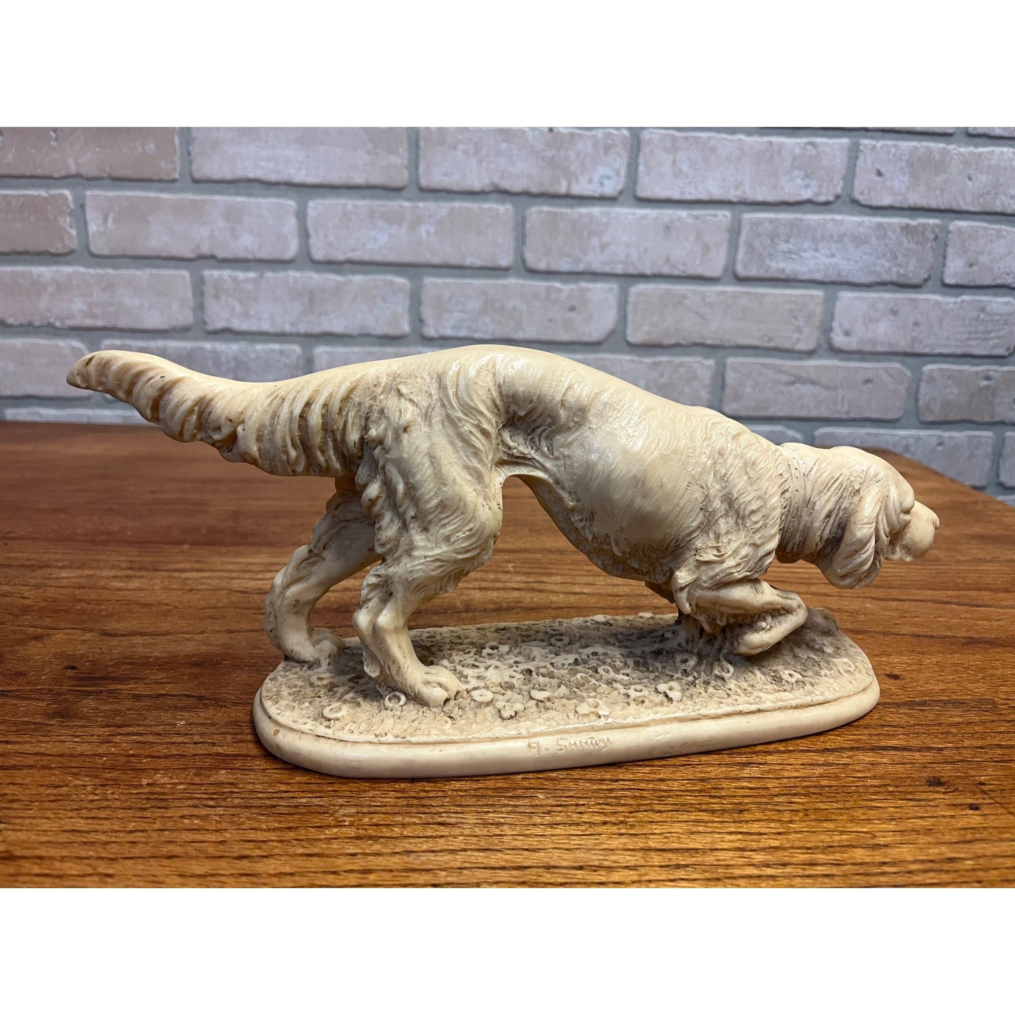 Vintage Norleans A. Santini Hunting Dog Sculpture Irish Setter Pointing Dog Made In Italy