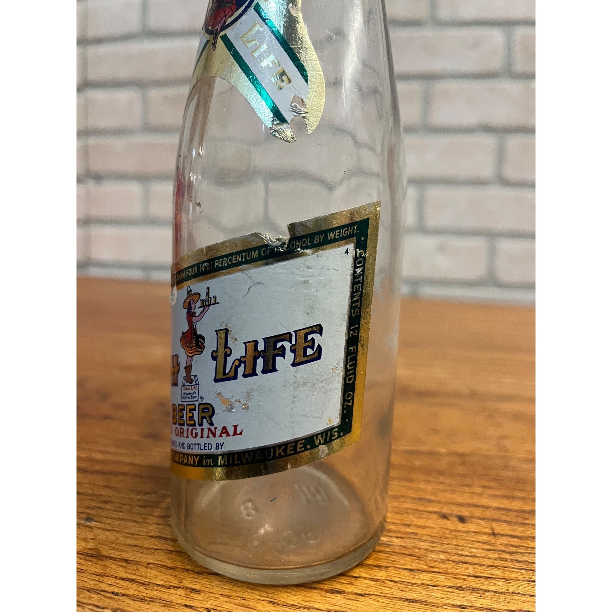 Vintage 1940s Miller High Life Beer Label Bottle IRTP Milwaukee Wisconsin WI Wis