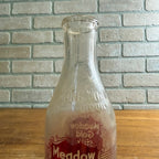 Vintage Meadow Gold Milk Silver Seal Quart Milk Bottle Dairy Glass