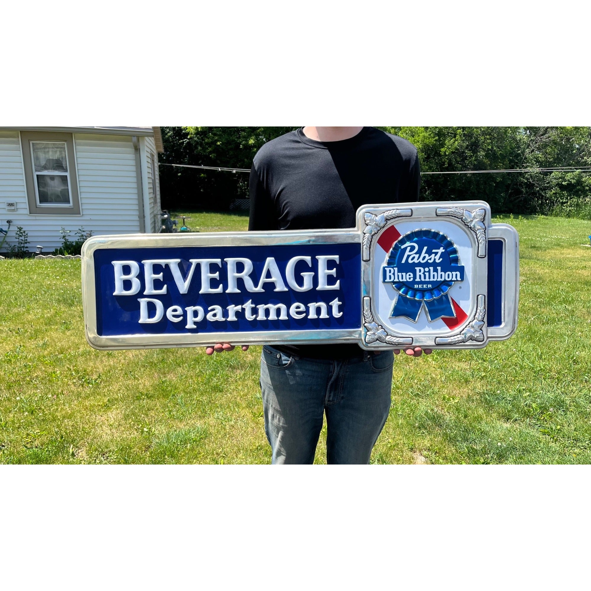 Vintage Pabst Blue Ribbon Beer Beverage Department Plastic Bar Sign