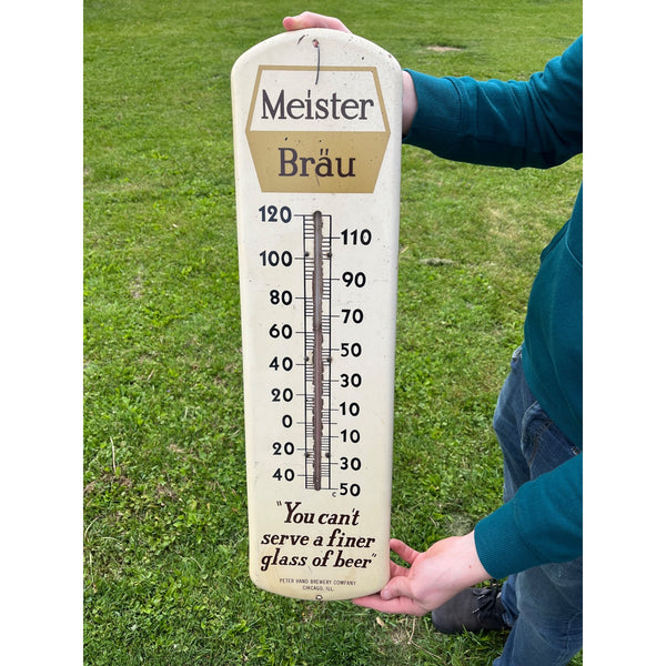 Vintage Meister Brau Beer Advertising Sign Therm Peter Hand Brewery Chicago