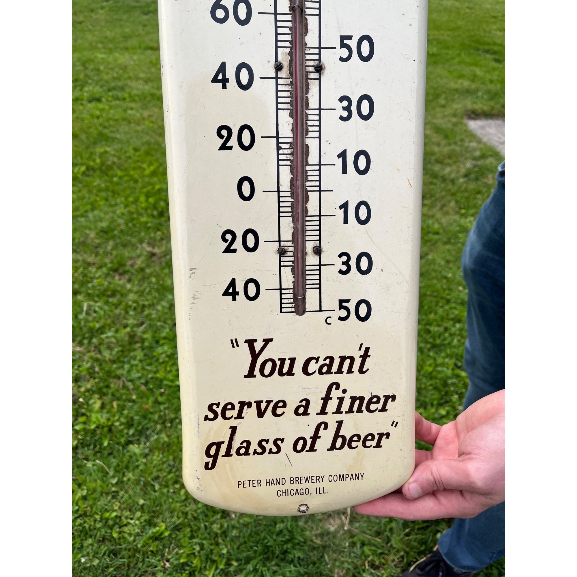 Vintage Meister Brau Beer Advertising Sign Therm Peter Hand Brewery Chicago
