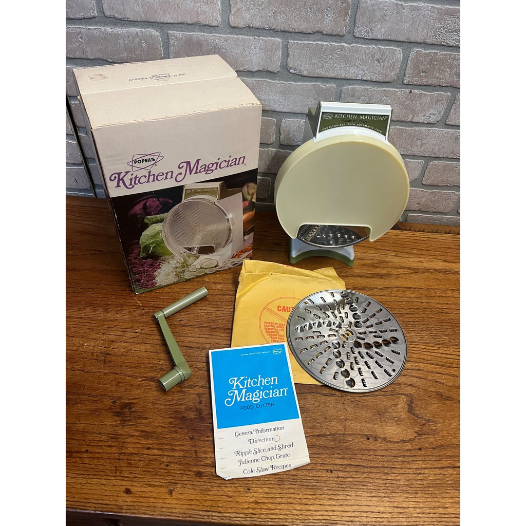 Vintage NOS 1970 Popeil's Kitchen Magician Food Cutter Slicer Shredder w/ Box