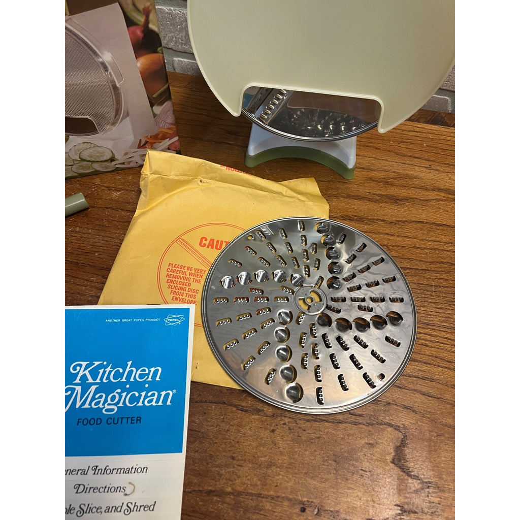Vintage NOS 1970 Popeil's Kitchen Magician Food Cutter Slicer Shredder w/ Box