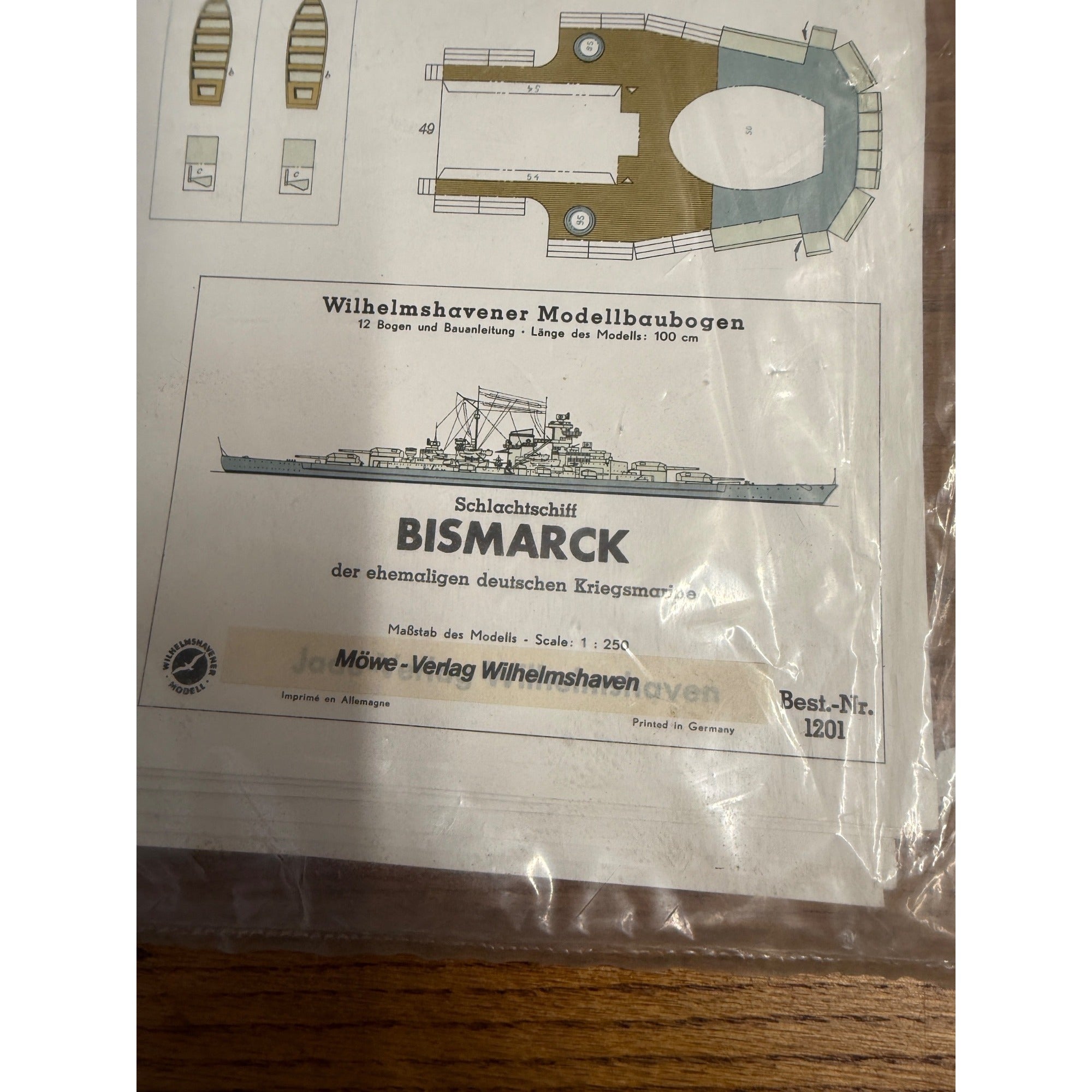 Wilhelmshavener 1:250 scale German battleship Bismarck paper model NEW