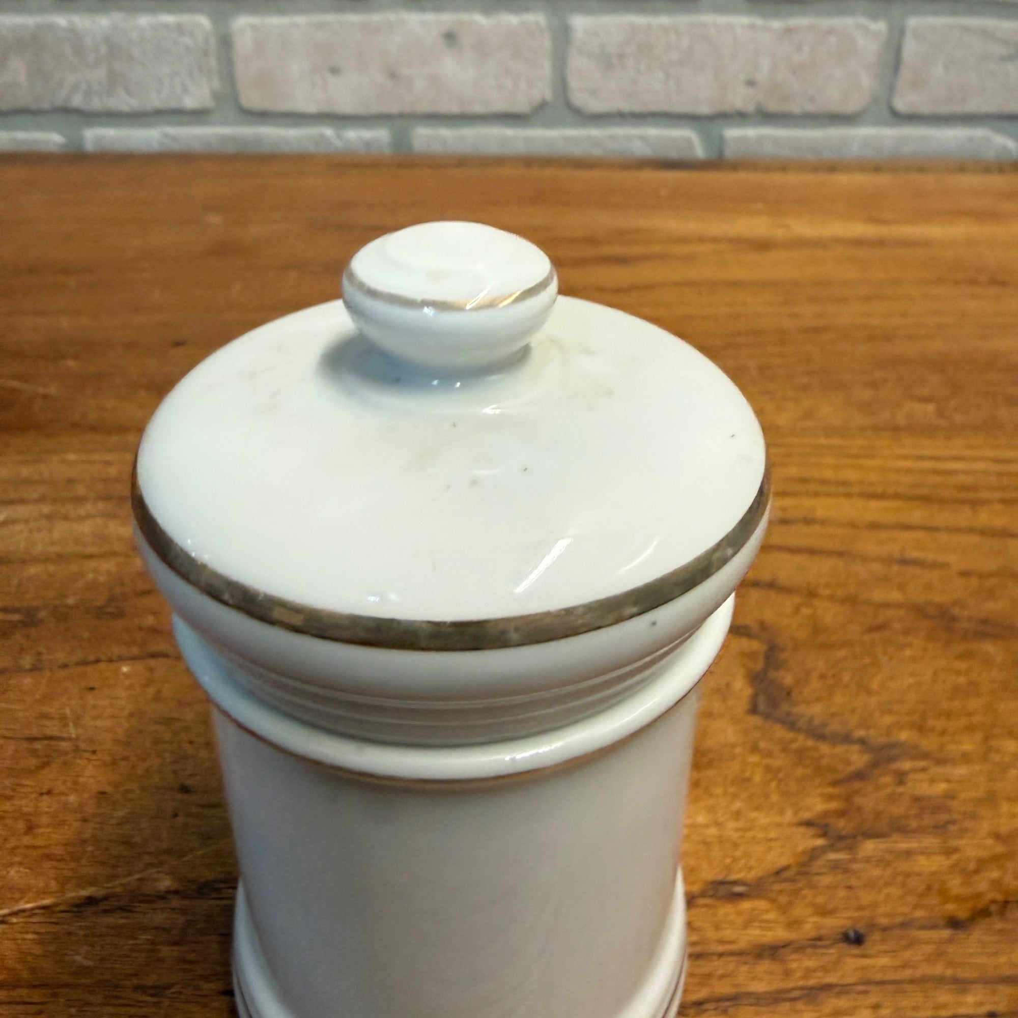 Vintage Super Plenamins Porcelain Apothecary Jar Medical Pharmacy w/ Lid