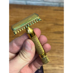 Vintage 1934 Gillette Aristocrat Gold Safety Razor Christmas DeLuxe Brass Box