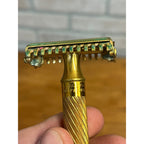 Vintage 1934 Gillette Aristocrat Gold Safety Razor Christmas DeLuxe Brass Box