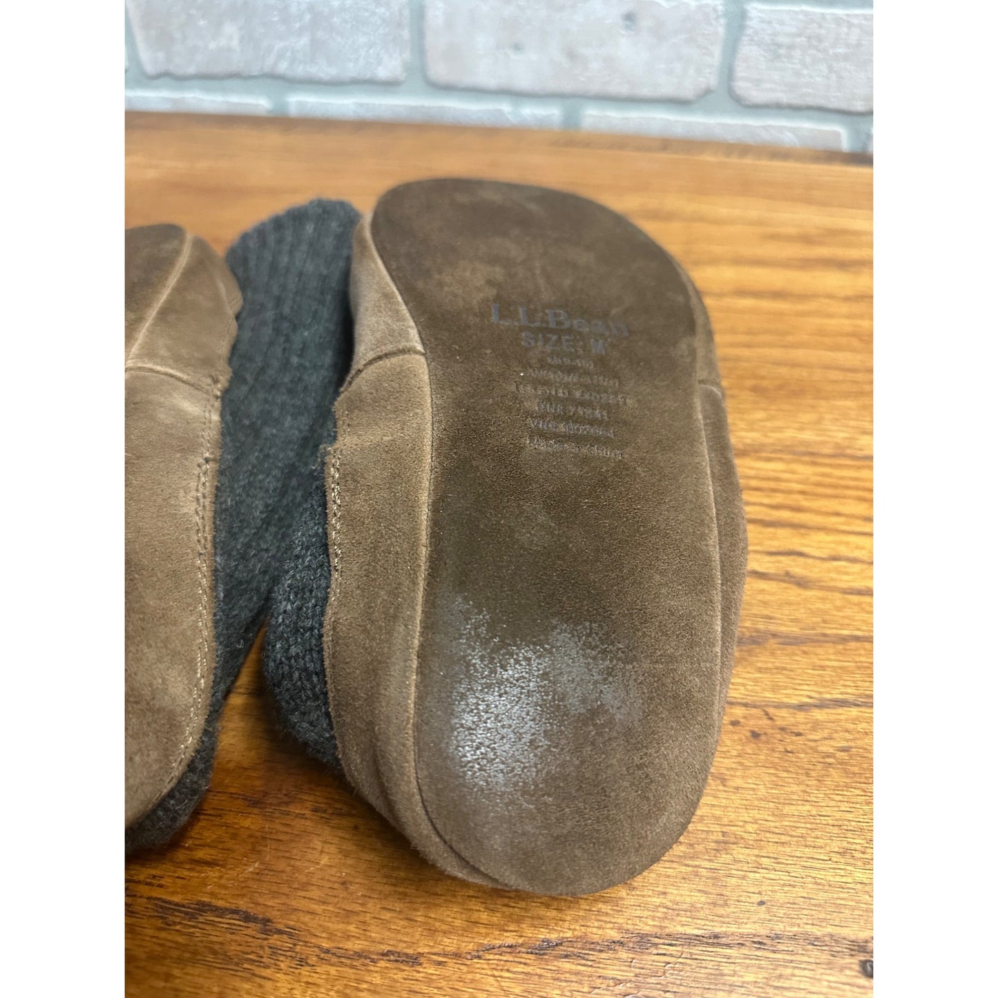 LL Bean Wool Slipper Socks House Shoes Dark Gray Size Medium M(9-10) - W(10.5-11.5)