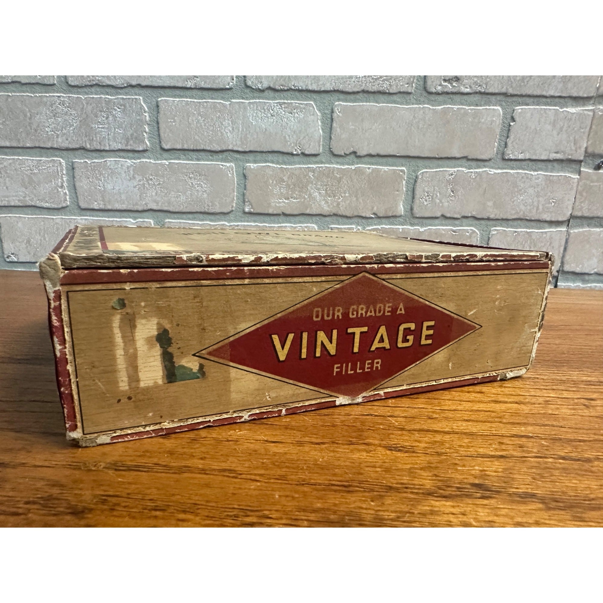 Antique White Owl Brand Wood Cigar Box Graphics Label Empty Vintage