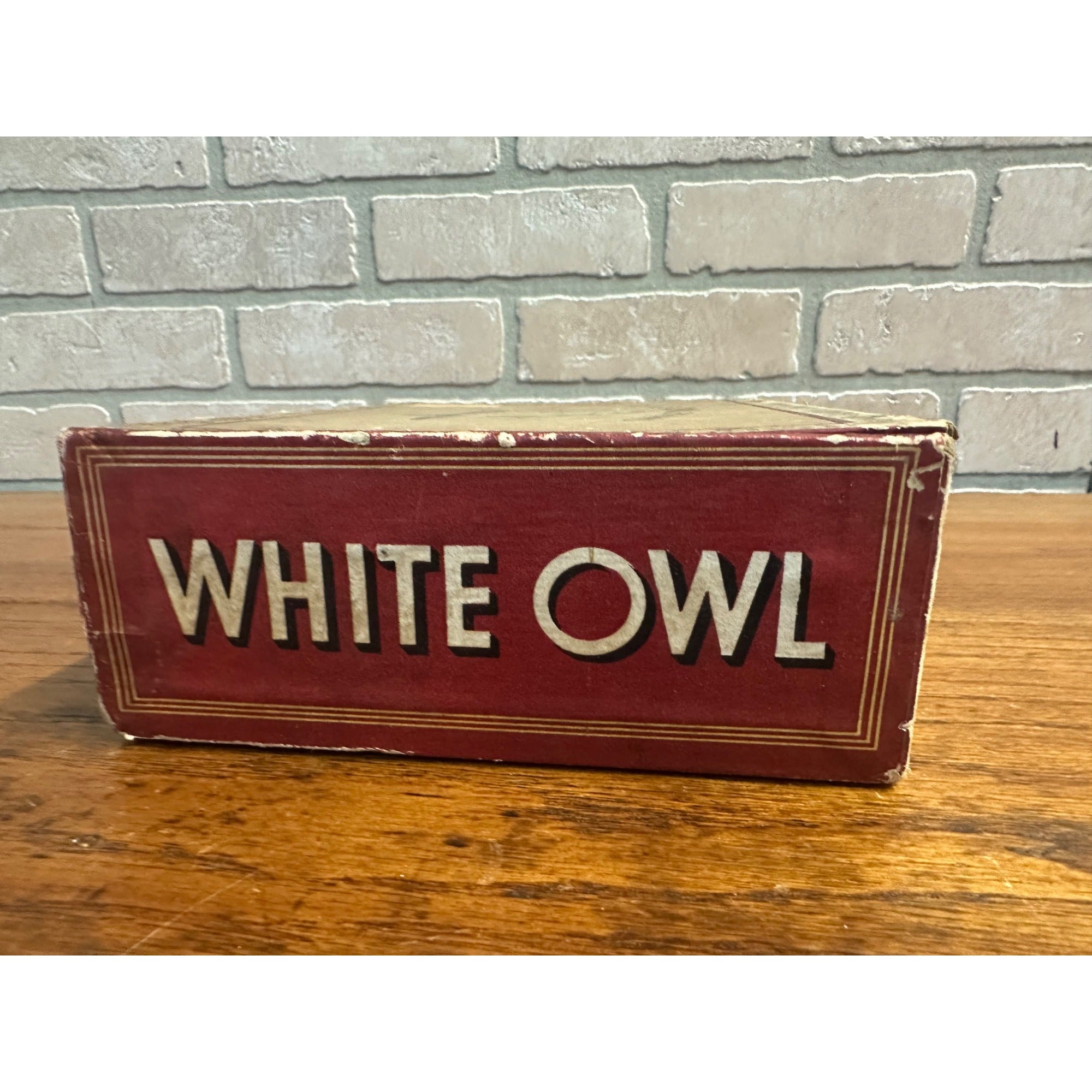 Antique White Owl Brand Wood Cigar Box Graphics Label Empty Vintage