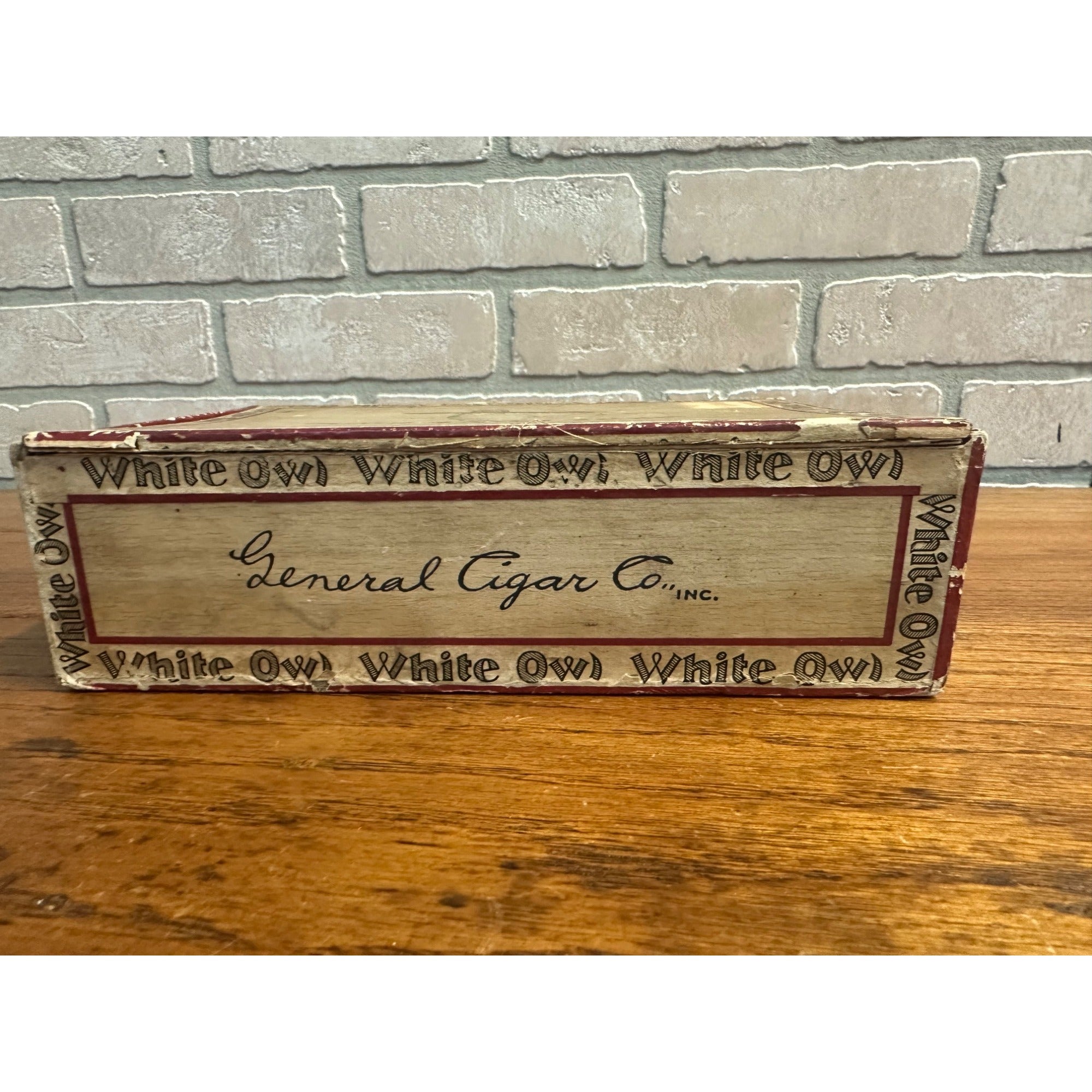 Antique White Owl Brand Wood Cigar Box Graphics Label Empty Vintage