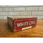 Antique White Owl Brand Wood Cigar Box Graphics Label Empty Vintage
