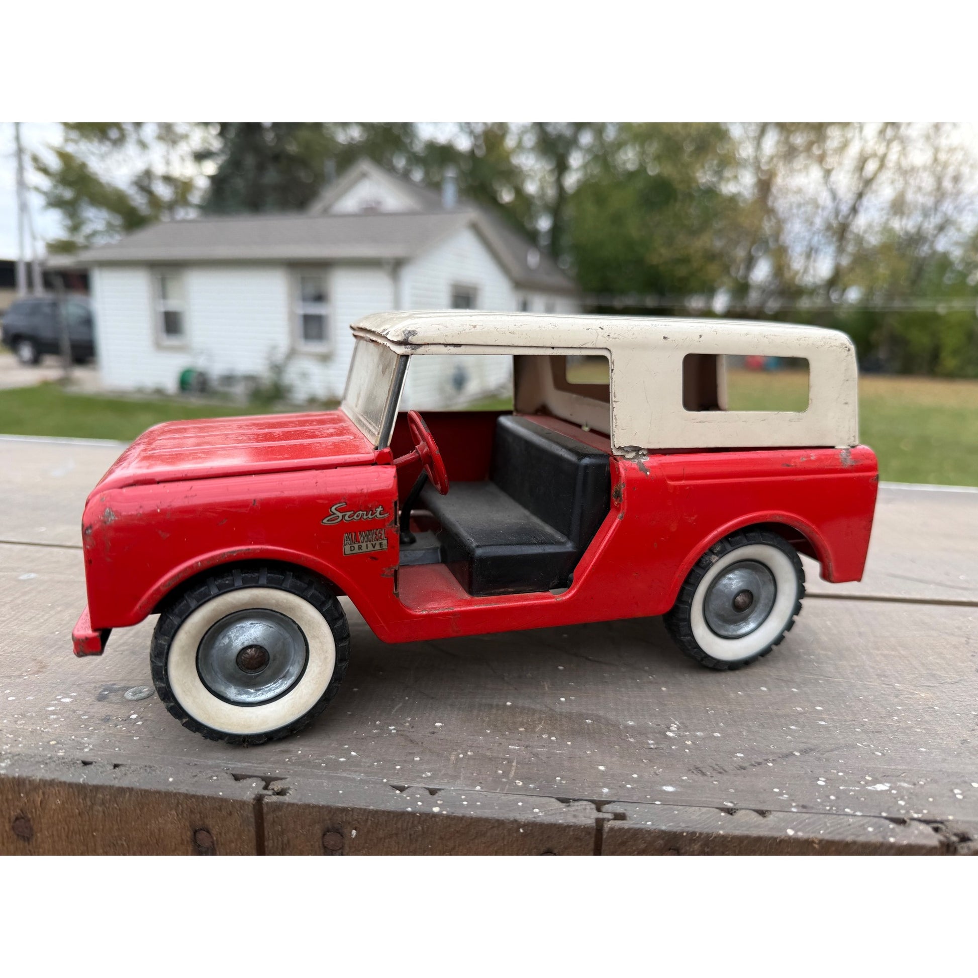 Vintage Tru-Scale International Harvester Scout Truck Pressed Steel Toy