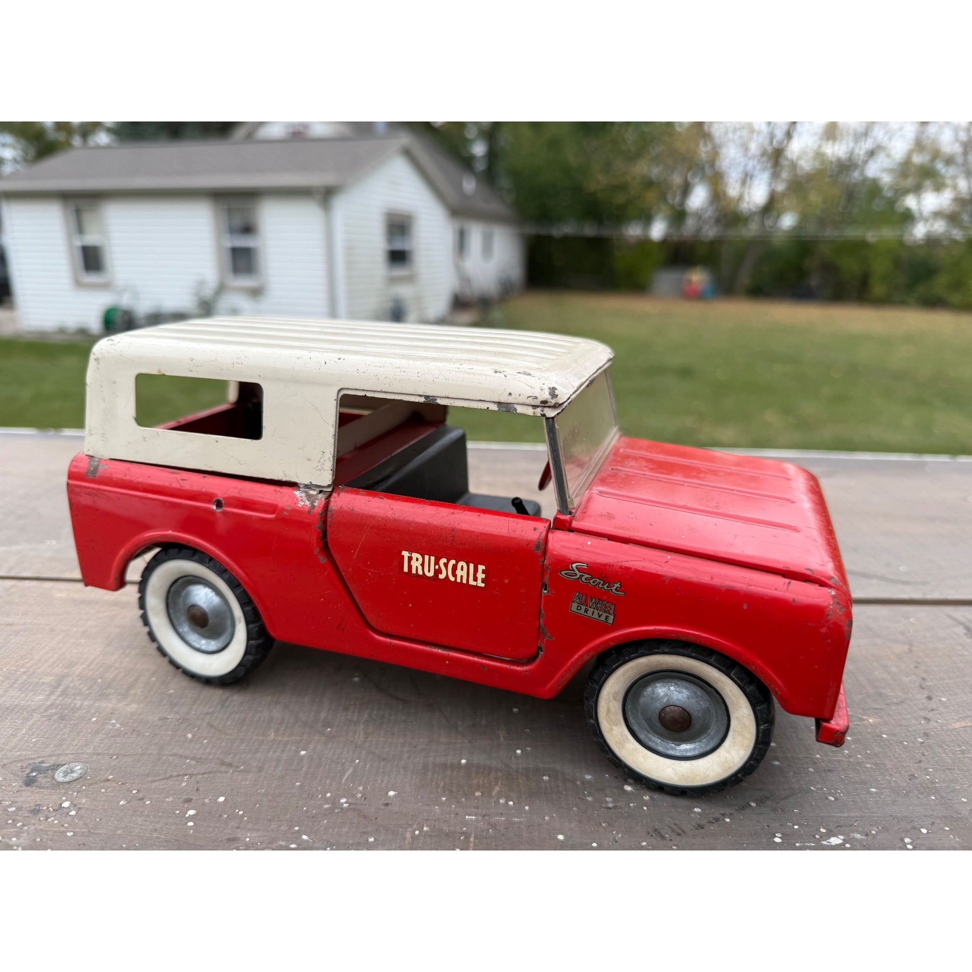 Vintage Tru-Scale International Harvester Scout Truck Pressed Steel Toy