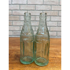Vintage Aqua Pair of Soda Water Coca Cola Milwaukee Bottles 1920s