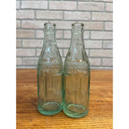 Vintage Aqua Pair of Soda Water Coca Cola Milwaukee Bottles 1920s