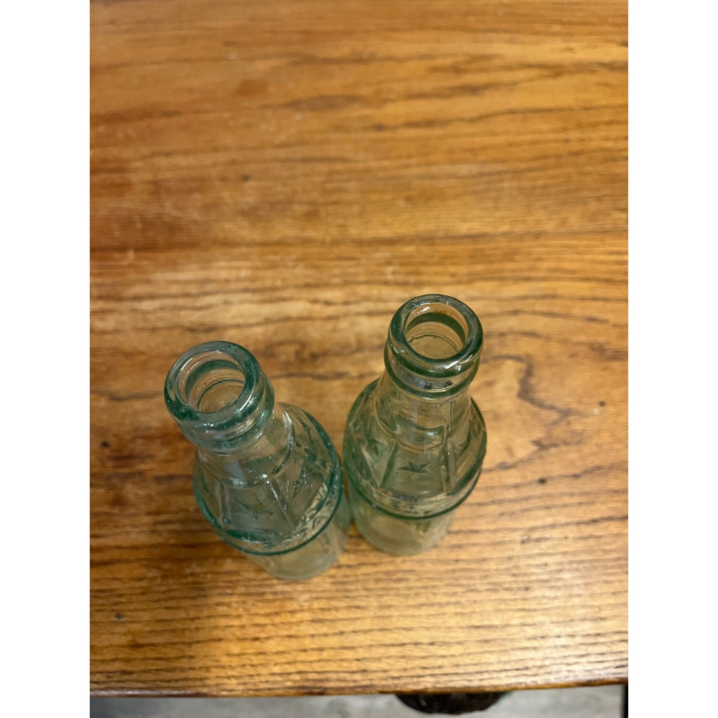 Vintage Aqua Pair of Soda Water Coca Cola Milwaukee Bottles 1920s
