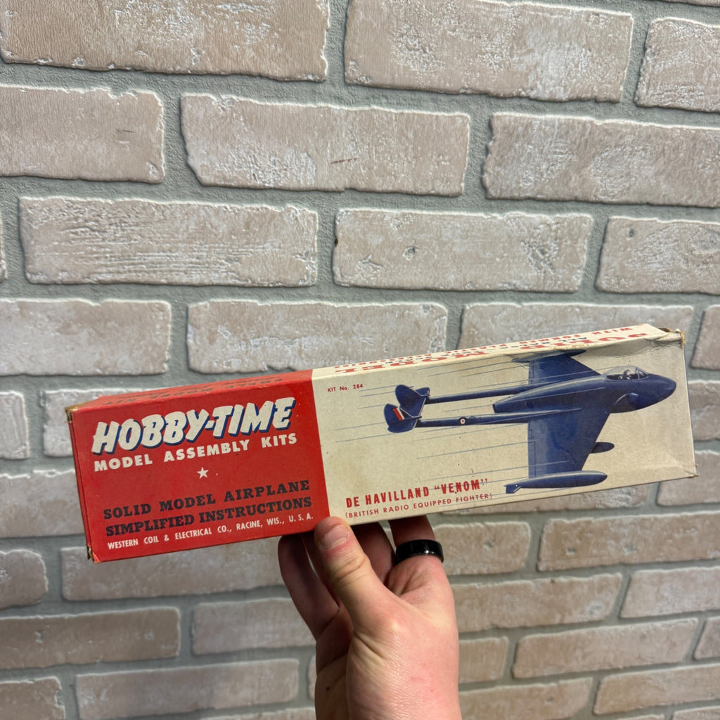 Hobby Time De Havilland Venom Fighter British Jet Balsa Wood Model Airplane Kit