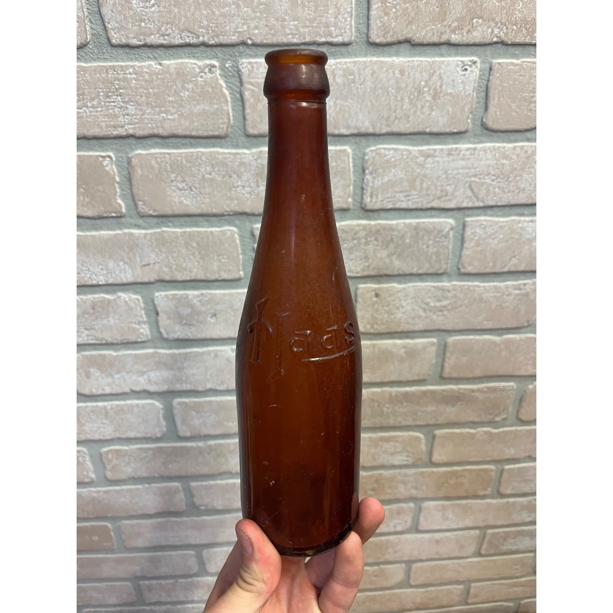 Vintage John Haas Brewing Co. Embossed Beer Bottle Ripon Wisconsin Amber Glass