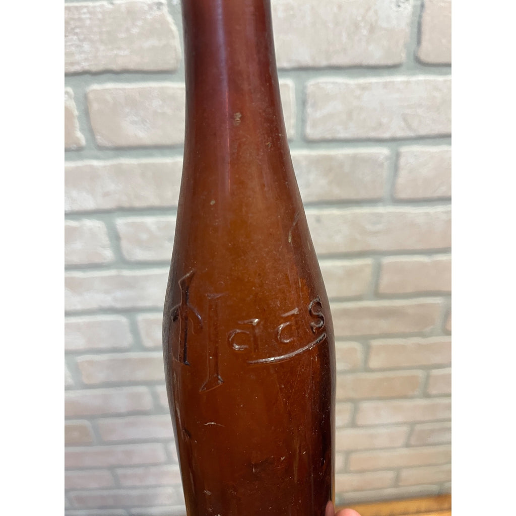 Vintage John Haas Brewing Co. Embossed Beer Bottle Ripon Wisconsin Amber Glass