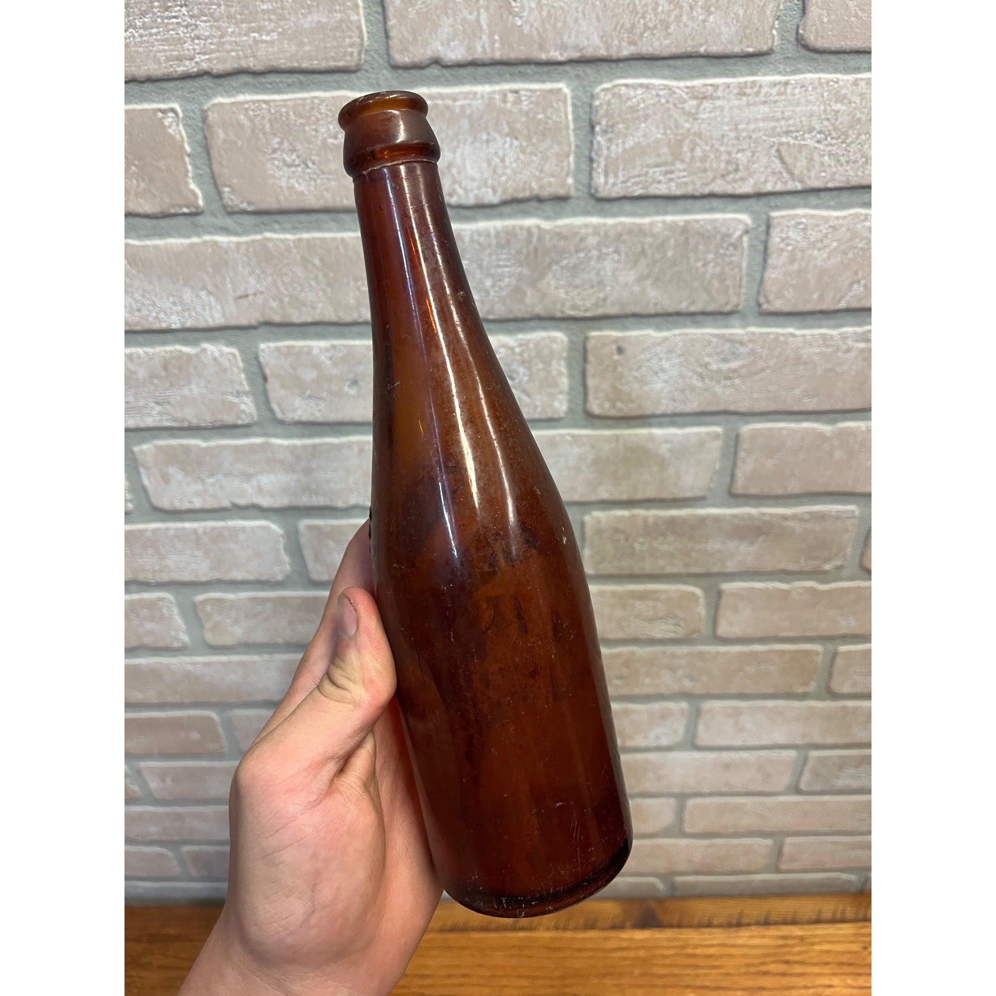 Vintage John Haas Brewing Co. Embossed Beer Bottle Ripon Wisconsin Amber Glass