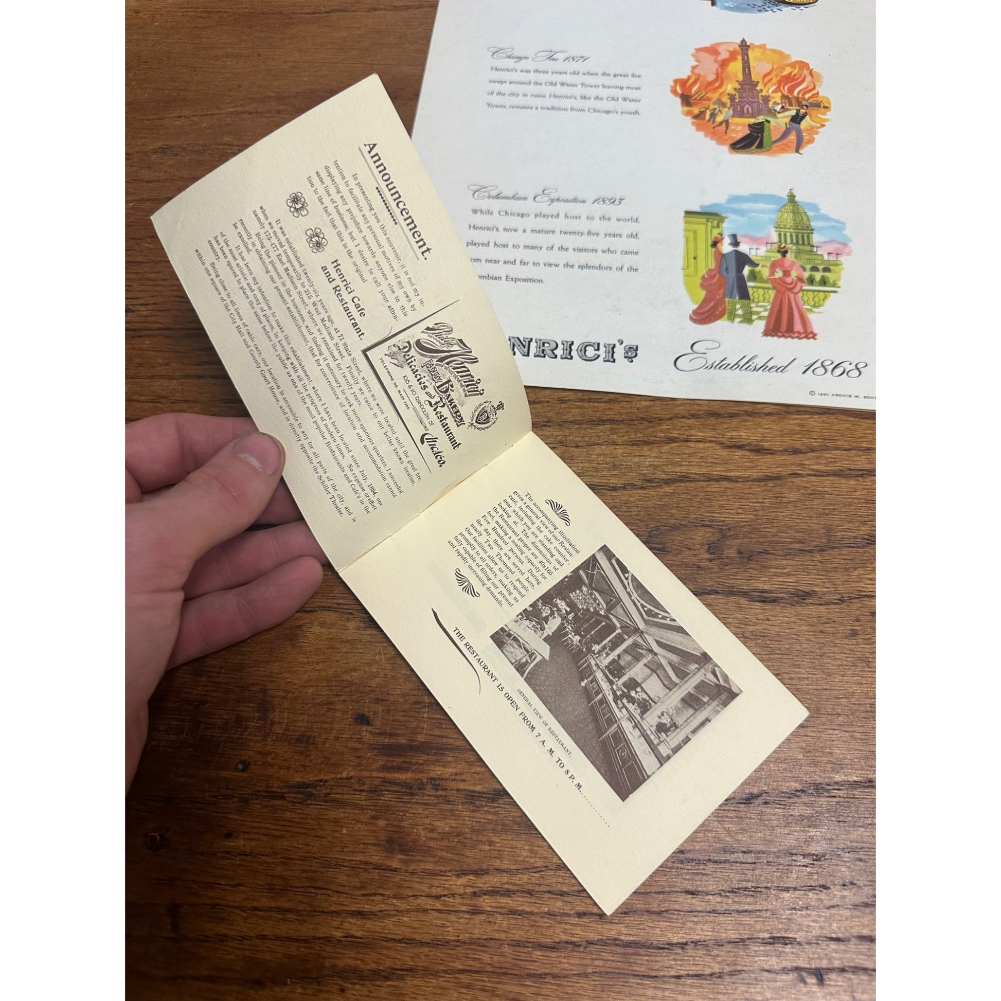 1950s Henrici's on Randolph Dinner Menu & Drinks Menu Chicago Illinois