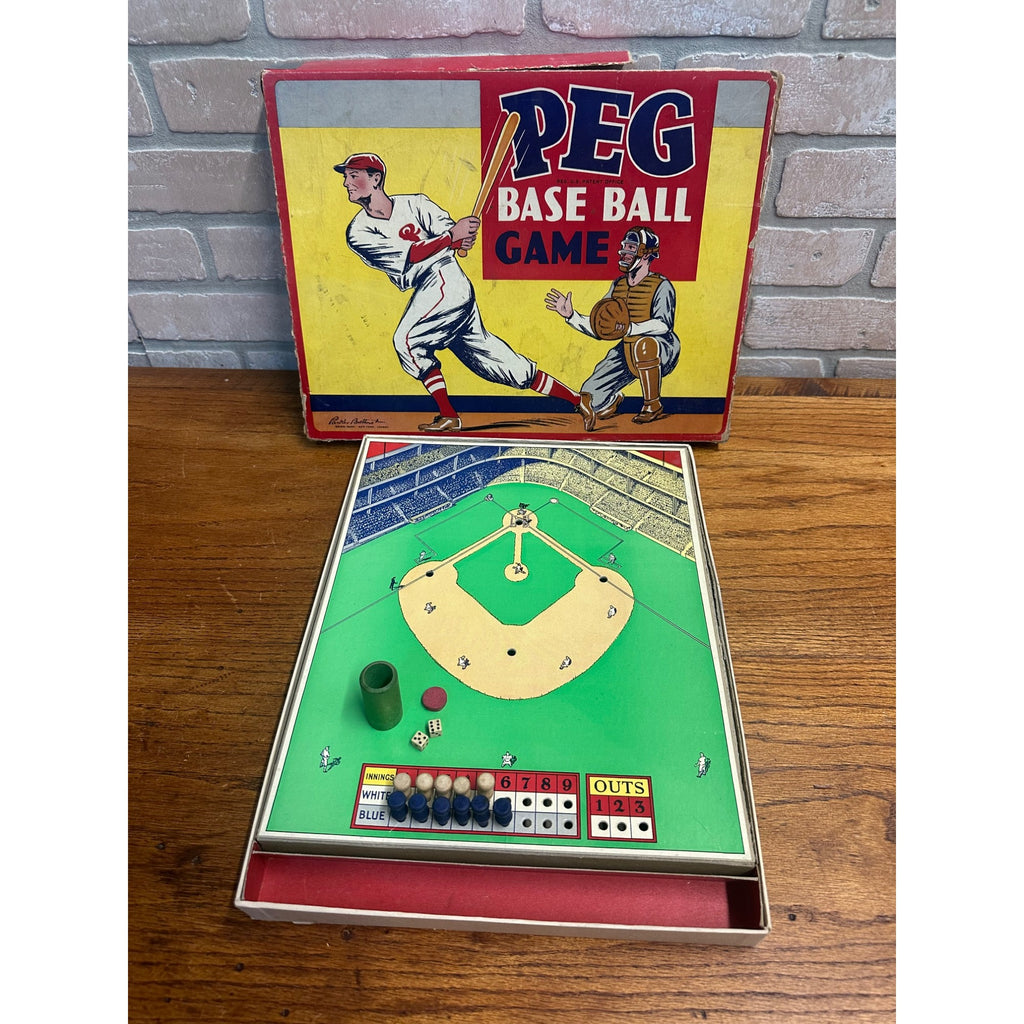 Vintage 1936 Parker Brothers PEG Baseball Game Board Game w/ Dice