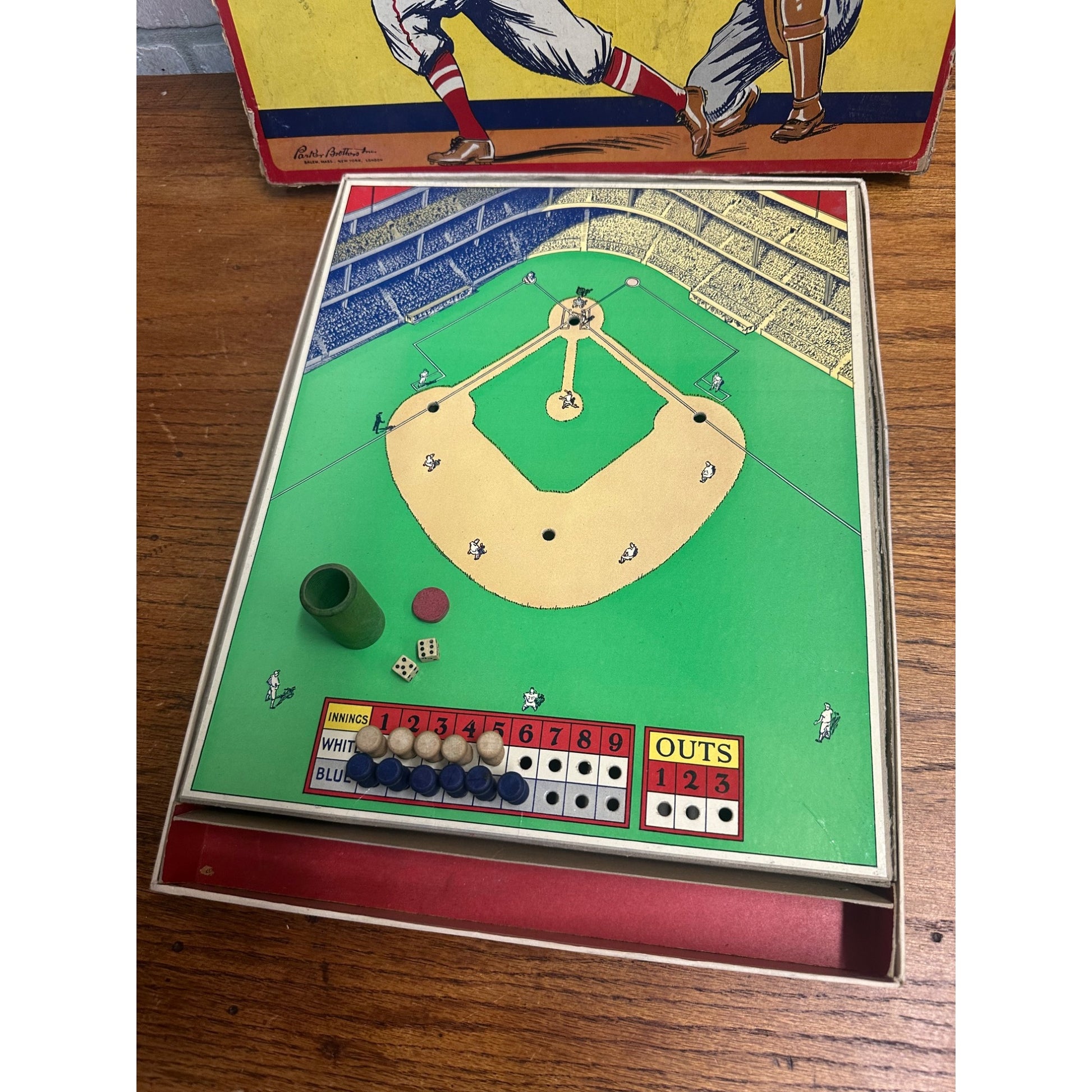 Vintage 1936 Parker Brothers PEG Baseball Game Board Game w/ Dice