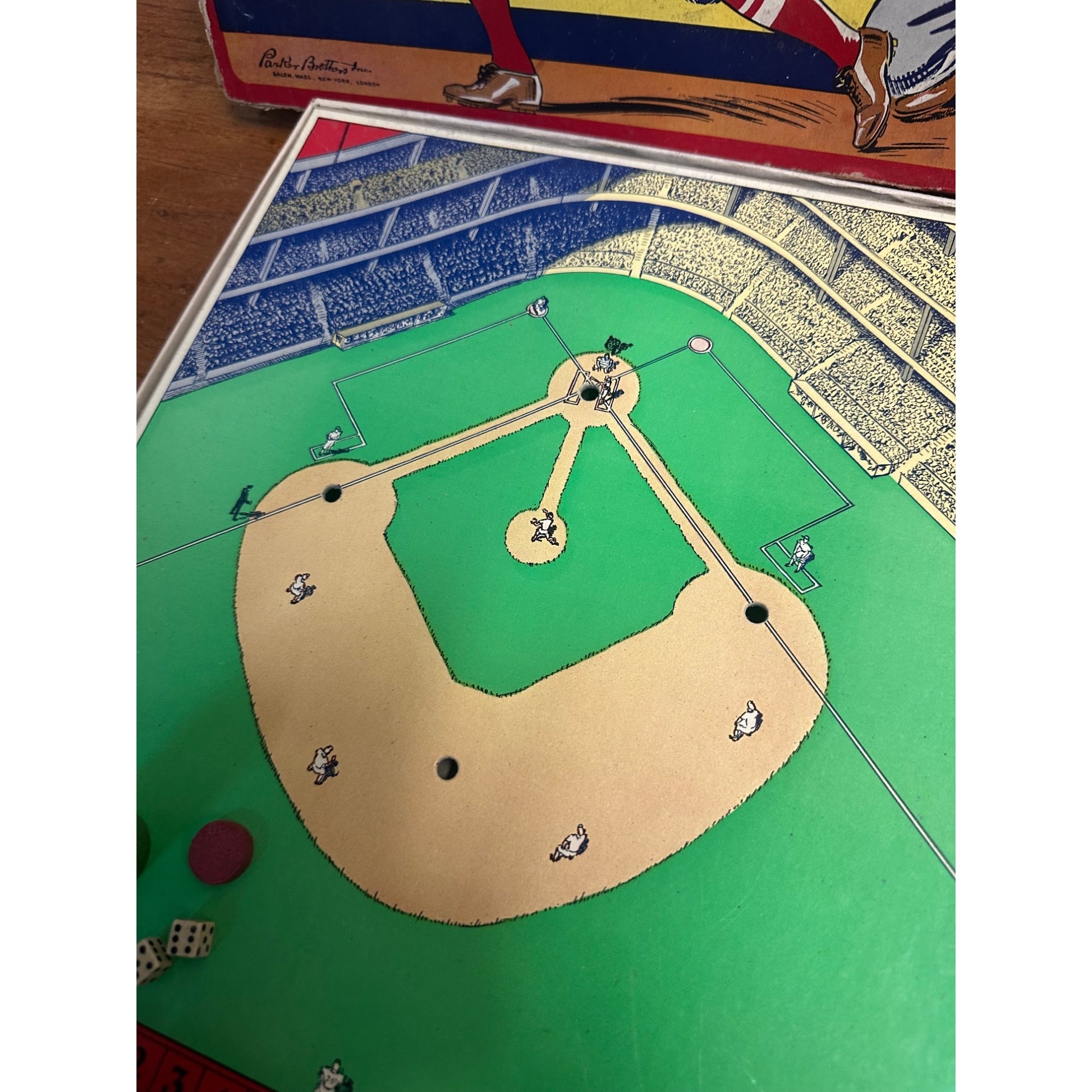 Vintage 1936 Parker Brothers PEG Baseball Game Board Game w/ Dice