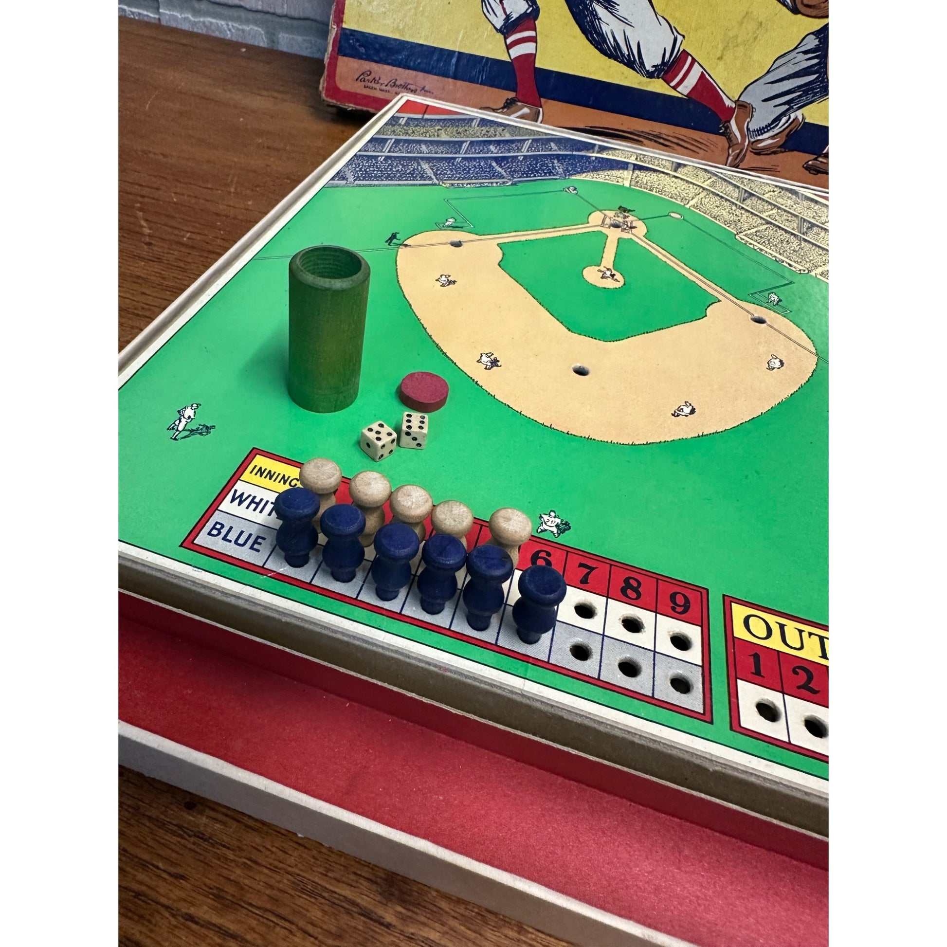 Vintage 1936 Parker Brothers PEG Baseball Game Board Game w/ Dice