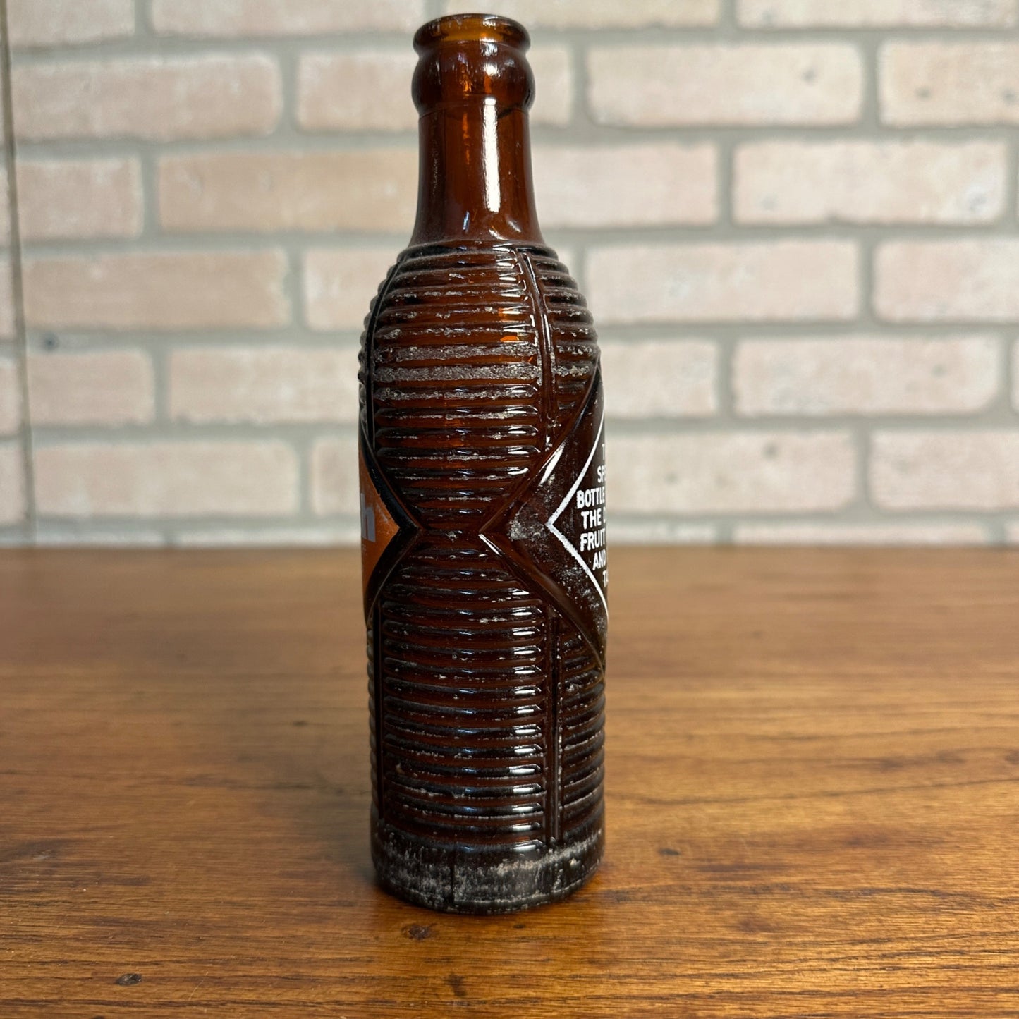 Vintage 1974 Orange Crush brown Ribbed Crushie Bottle ACL Glass