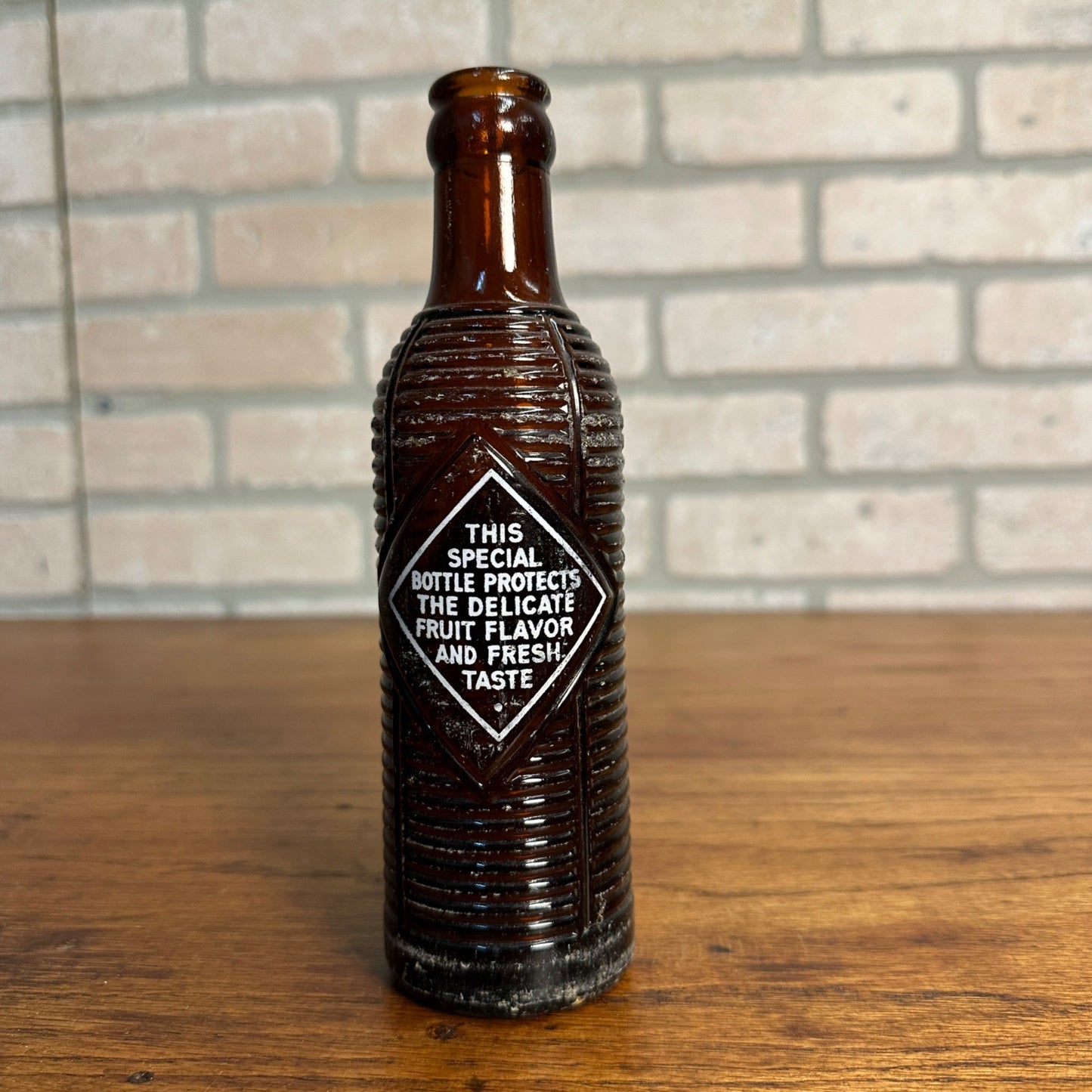 Vintage 1974 Orange Crush brown Ribbed Crushie Bottle ACL Glass