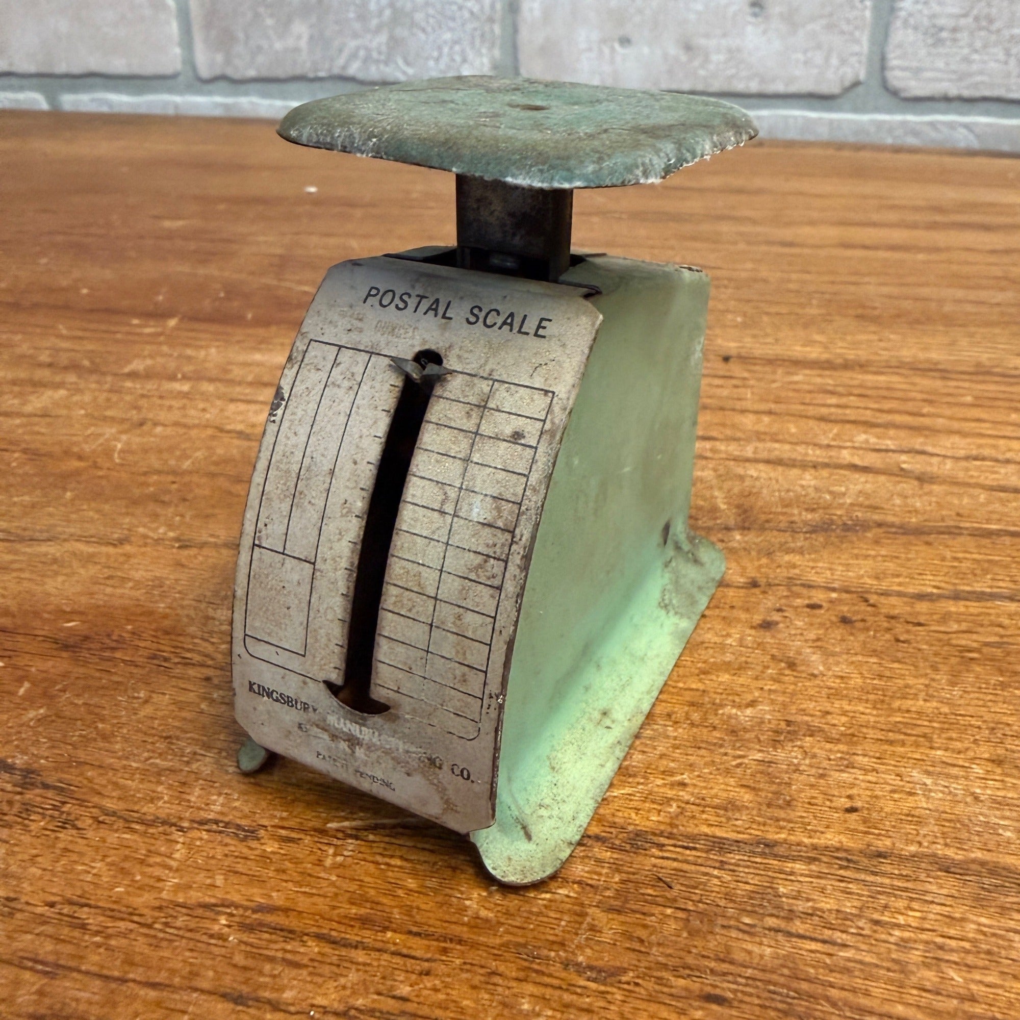 Vintage Postal Scale - Kingsbury Manufacturing Co. Green Tin Miniature