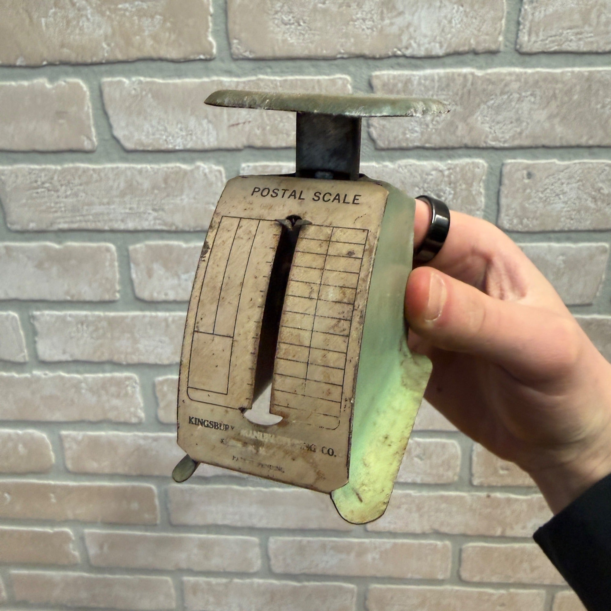 Vintage Postal Scale - Kingsbury Manufacturing Co. Green Tin Miniature