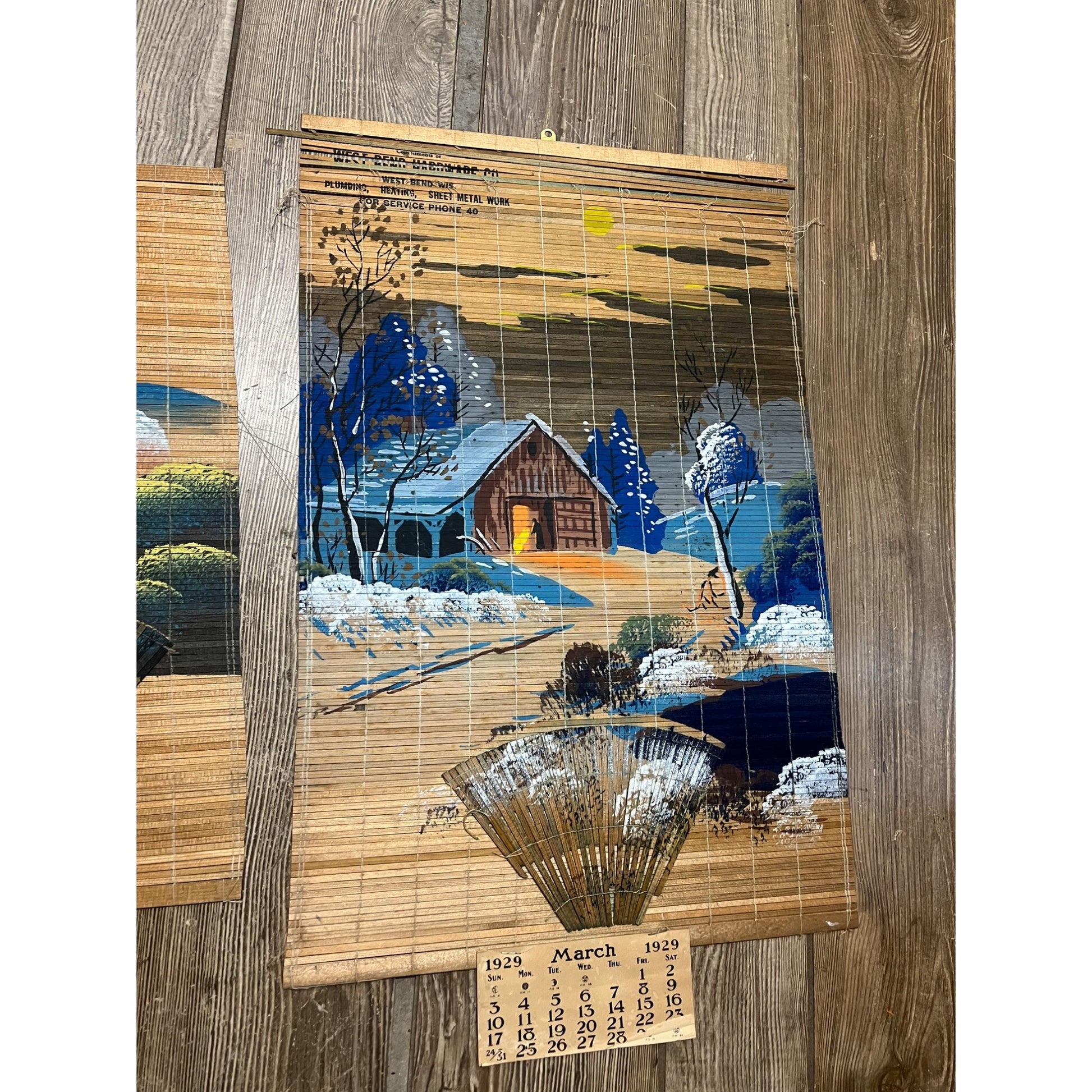 Vintage 1928-29 West Bend Wisconsin Hardware Store Advertising Calendars Lot (2)