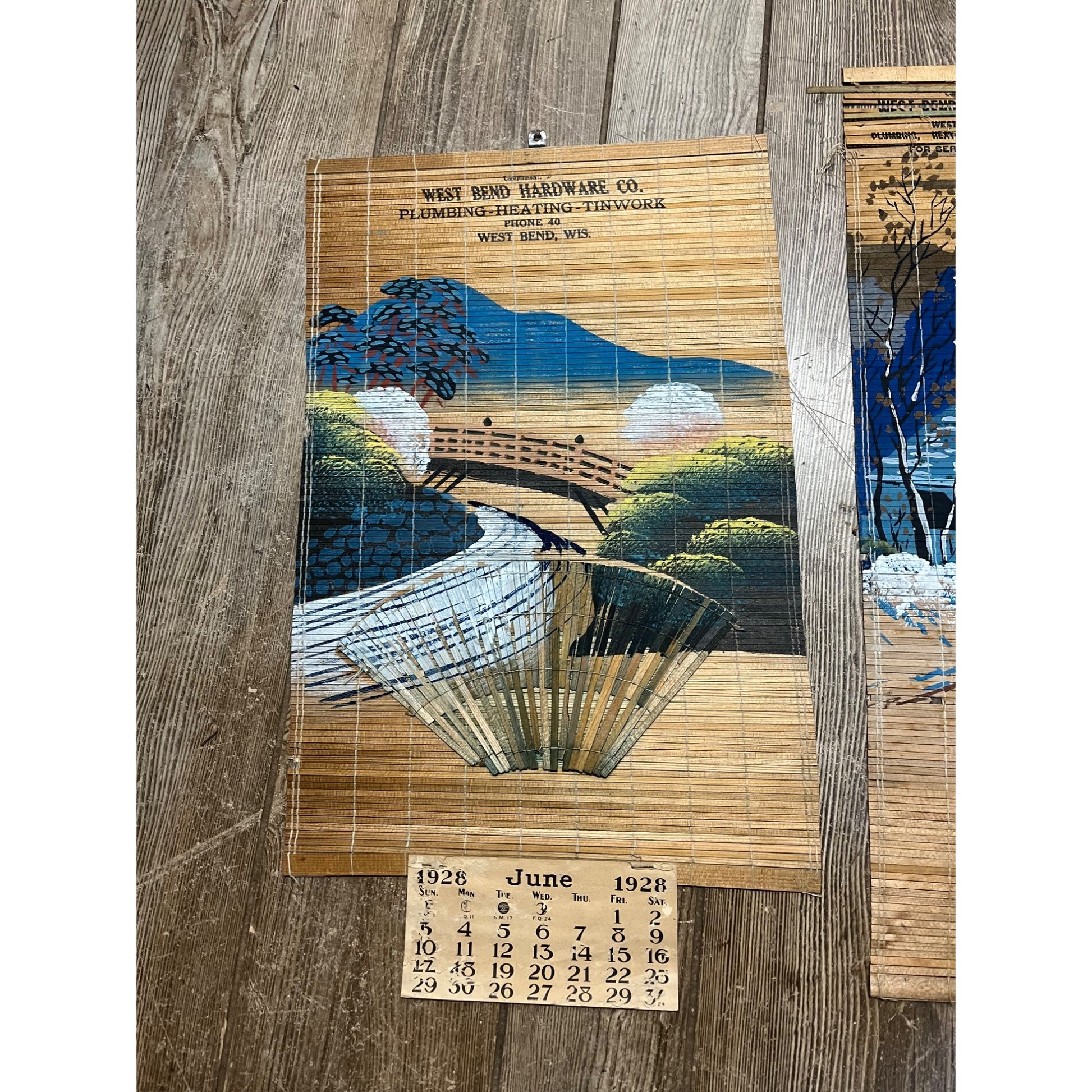 Vintage 1928-29 West Bend Wisconsin Hardware Store Advertising Calendars Lot (2)