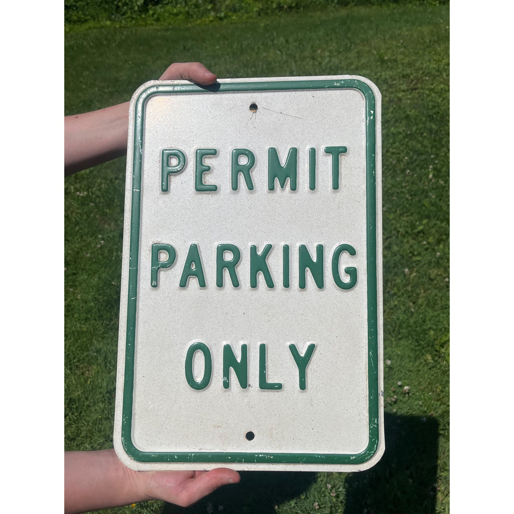 Vintage Metal Embossed" Permit Parking Only"  Heavy Metal Sign 18" x 12"