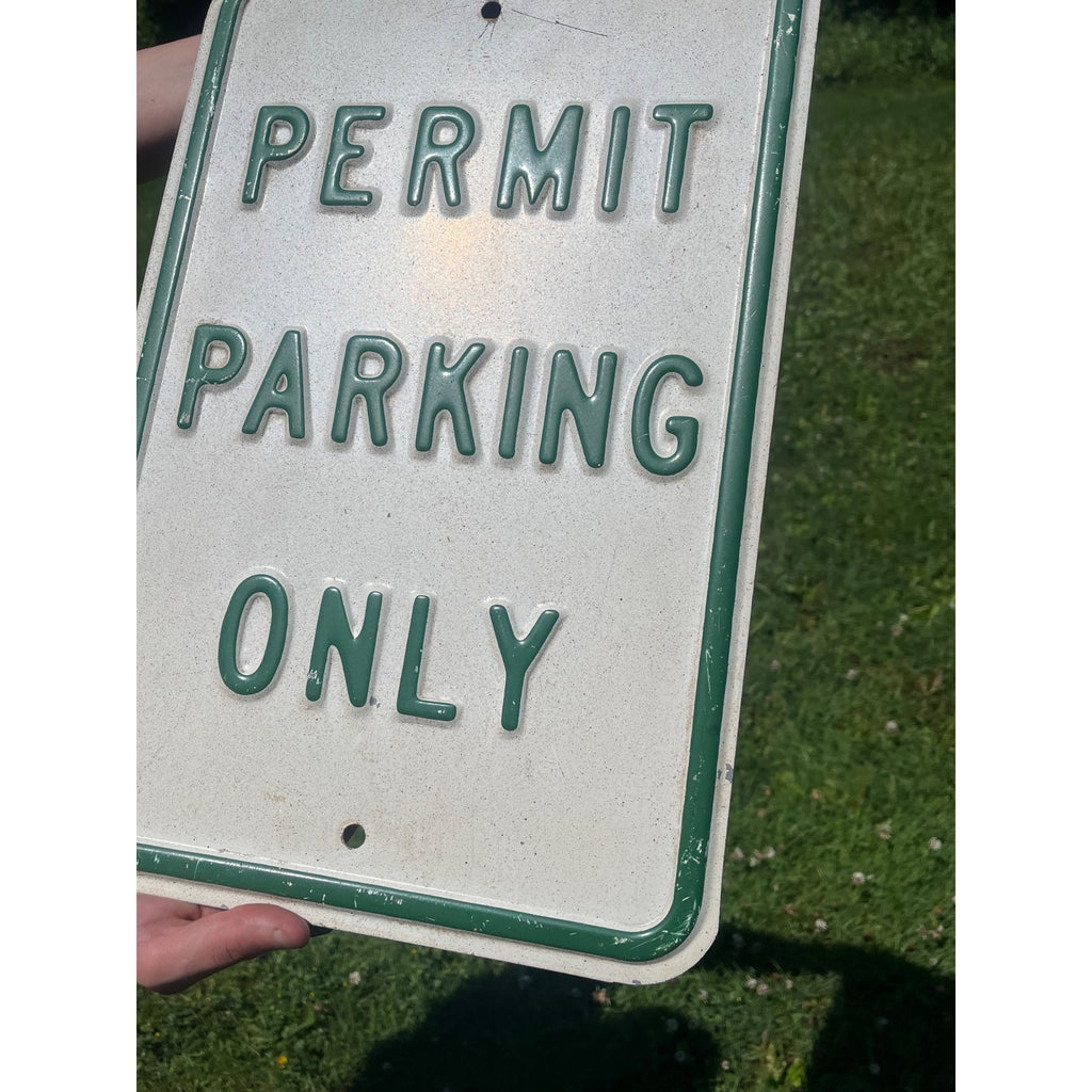 Vintage Metal Embossed" Permit Parking Only"  Heavy Metal Sign 18" x 12"
